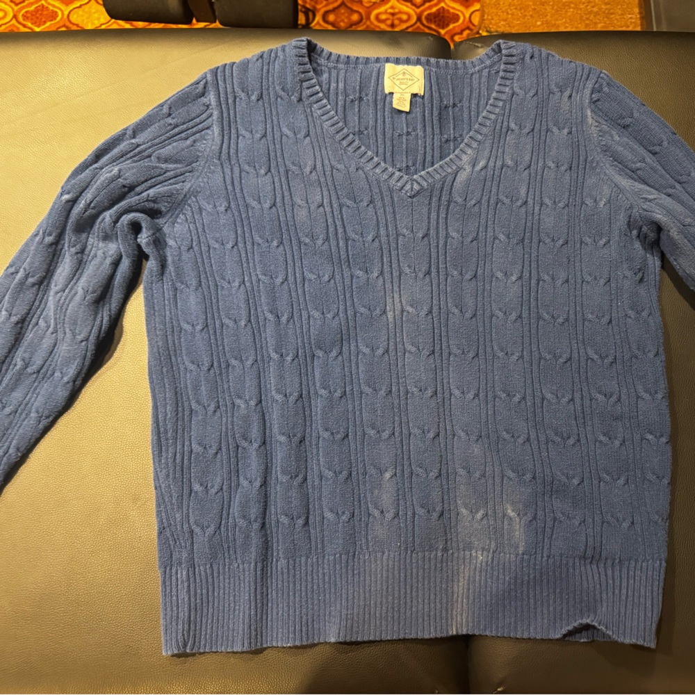 St. John's Bay V-Neck Cable Knit Sweater - Navy
